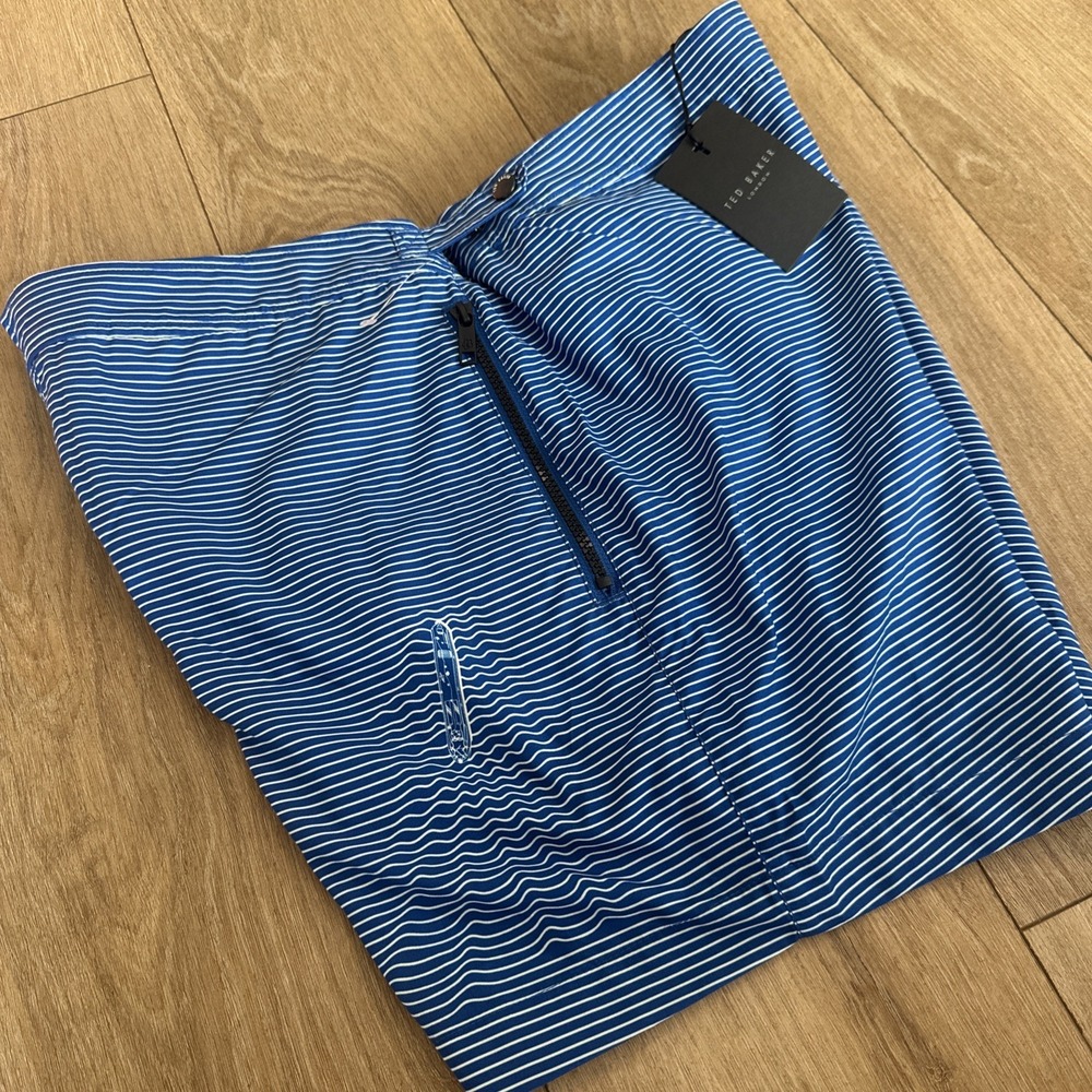 Ted Baker Men's Mid-Blue Placement Printed Board Shorts Pockets  Adj. Waist 5-XL